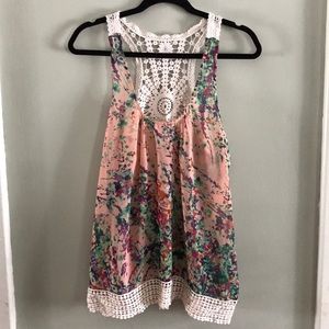 Racer back floral and lace top